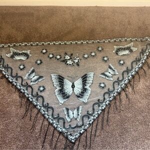 Elegant Black and White Butterfly Scarf